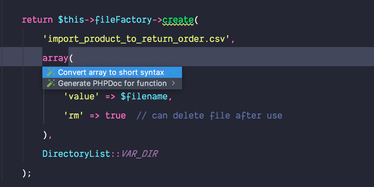 Convert array to short syntax
