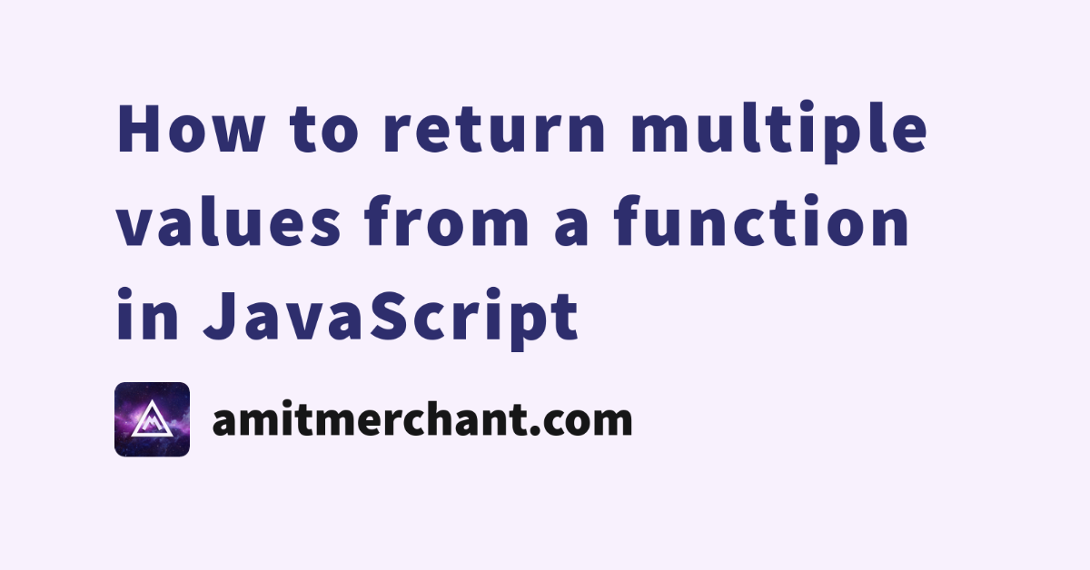 Return Multiple Values From A Function In Javascript 