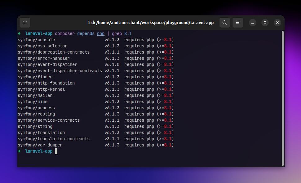 composer depends with grep