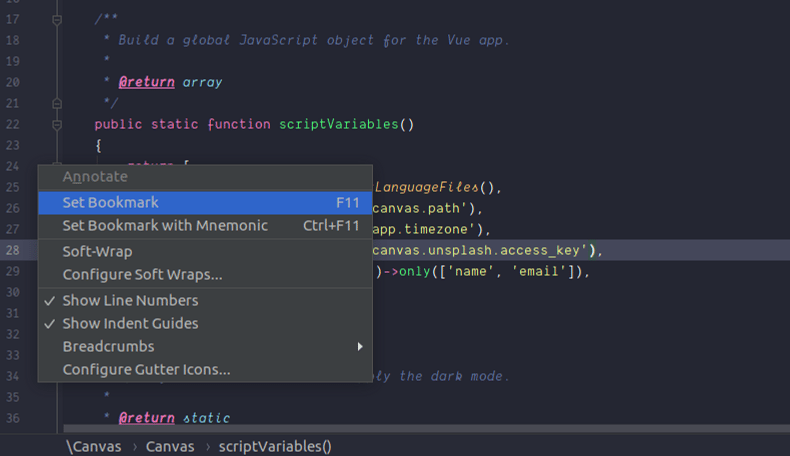 phpstorm bookmark