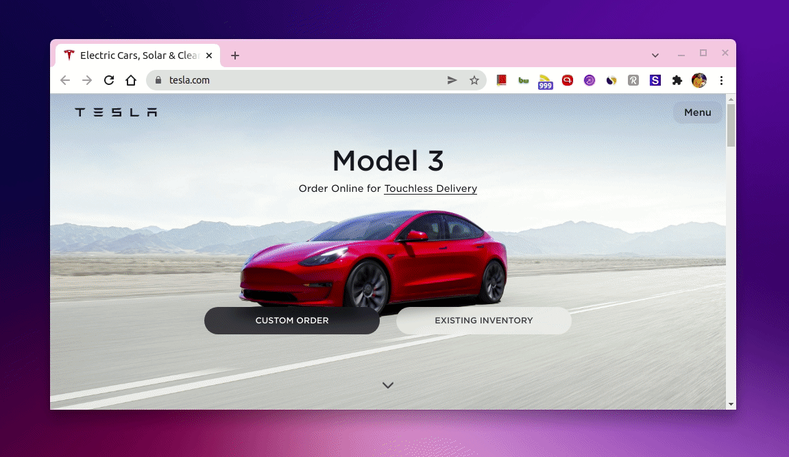 Tesla.com website GIF