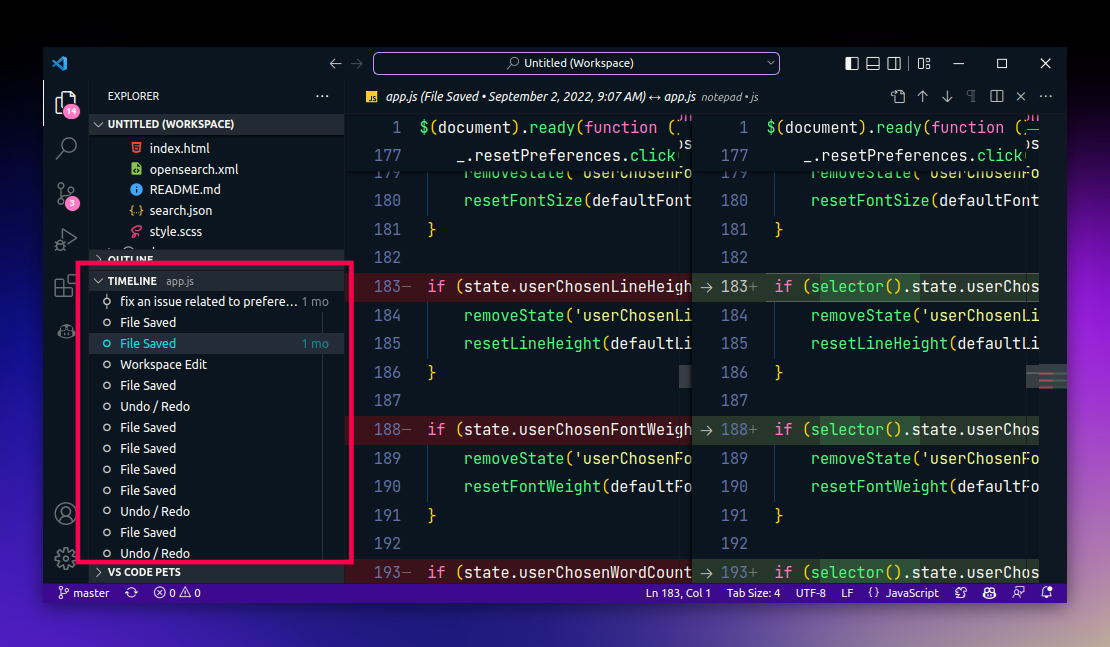 VS Code Timeline — Your local version control system — Amit Merchant — A  blog on PHP, JavaScript, and more